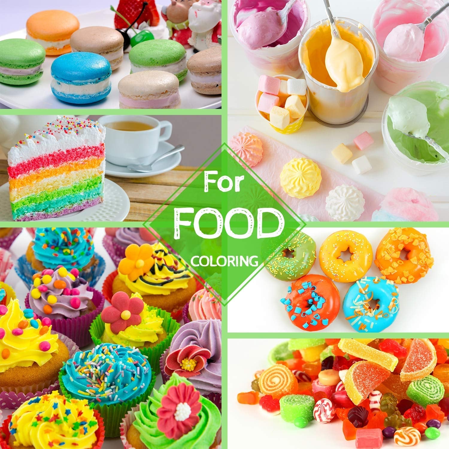 Colorant alimentar 16 culori - Coloranți alimentari lichizi pentru copt torturi, fursecuri, macaroane, fondant - Colorant alimentar vibrant pentru decorare și aerografare, gătit, săpunuri DIY - 6ml fiecare