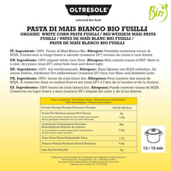 - Weiße Maisnudeln aus italienische Bio-Mais, glutenfrei, Fusilli-Format - glutenfreie Nudeln, 100% Bio-Weißmehl, vegán, Packung mit 3 Packungen à 350 g