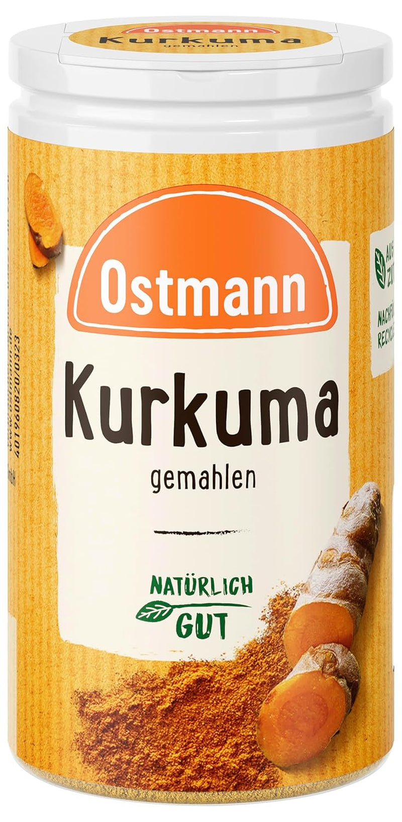 Ostmann Gewürze - Kurkuma gemahlen | Perfektes Gewürz für Curry- und Reisgerichte | Verleiht Gerichte eine goldgelbe Farbe | Természetes összetevők | 40 g Der Streudose-ban