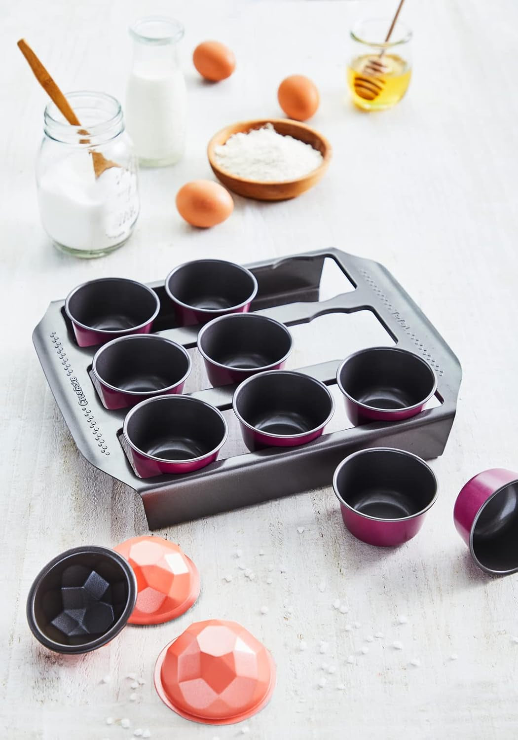 Tefal Creabake J3040104 Kuchenform, 9 Mulden, Antihaftbeschichtung, Austauschbar, Perfektes Backen, Kreative Und Leckere Rezepte, Nicht Compaible Mit Cake Factory, Creabake formák és tepsi Naty Shop