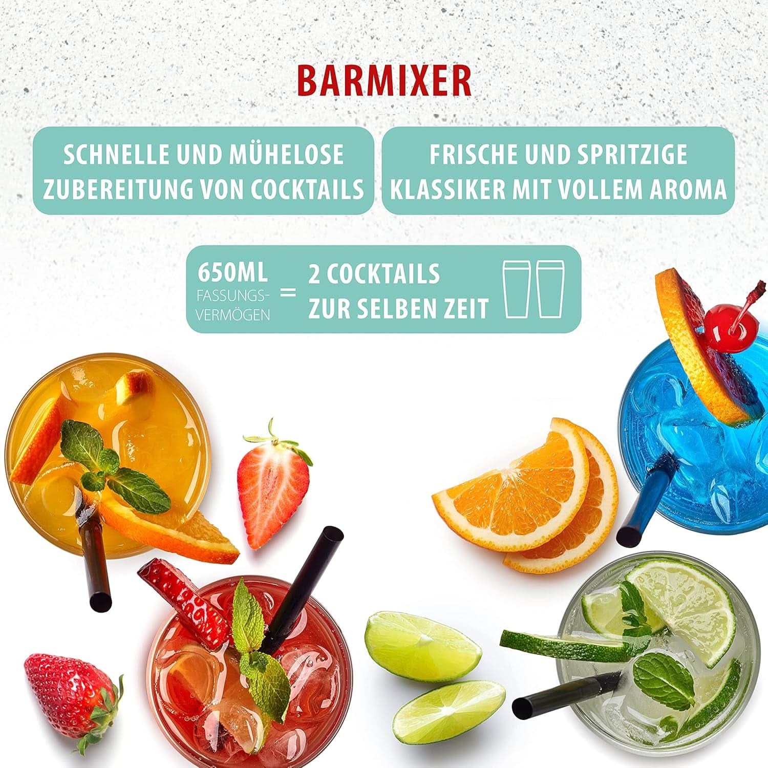Clatronic® Barmixer U. Milchaufschäumer | Smoothie Maker | 650Ml Edelstahlbehälter | Praktischer Becherhalter | Keverő | 2 Geschwindigkeitsstufen | Kraftvoller 65 Wattos motor | Chromdesgin | BM 3472 Kitchen Naty Shop