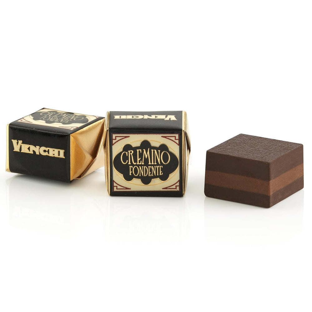 Venchi - Cremino Extra Black Chocolate - Étcsokoládé mandulás pasztával és "piemonti erdei mogyoróval OFJ", 1 kg, gluténmentes, színezék és tartósítószer nélkül