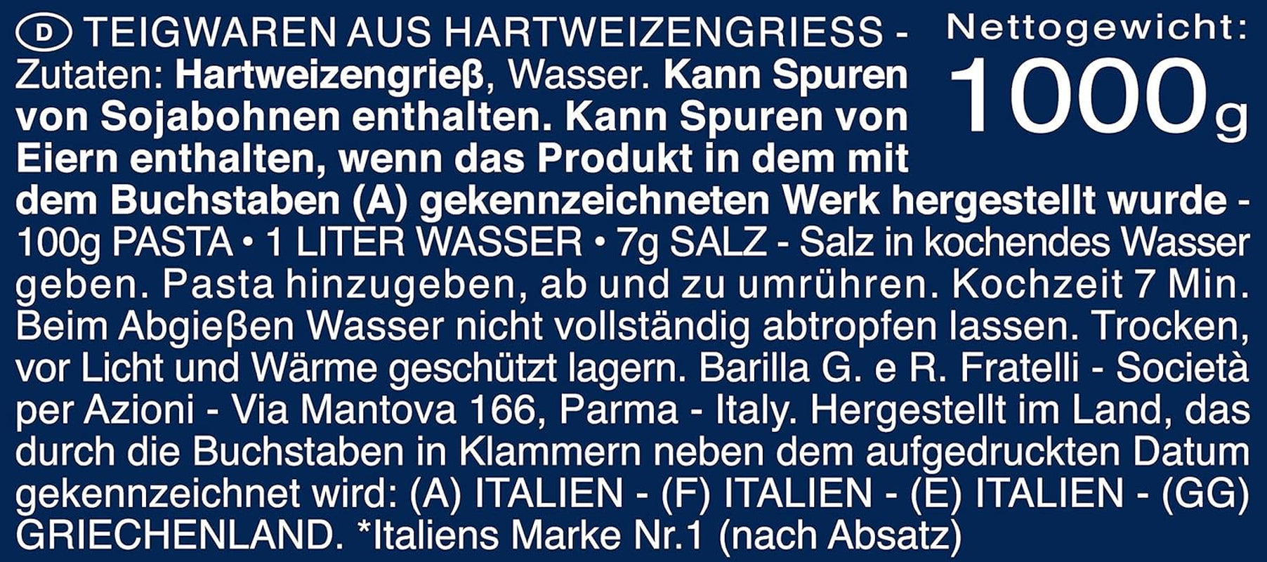 Barilla durumbúza tészta Maccheroni n. 44 – 1 db-os csomag (1x1kg)