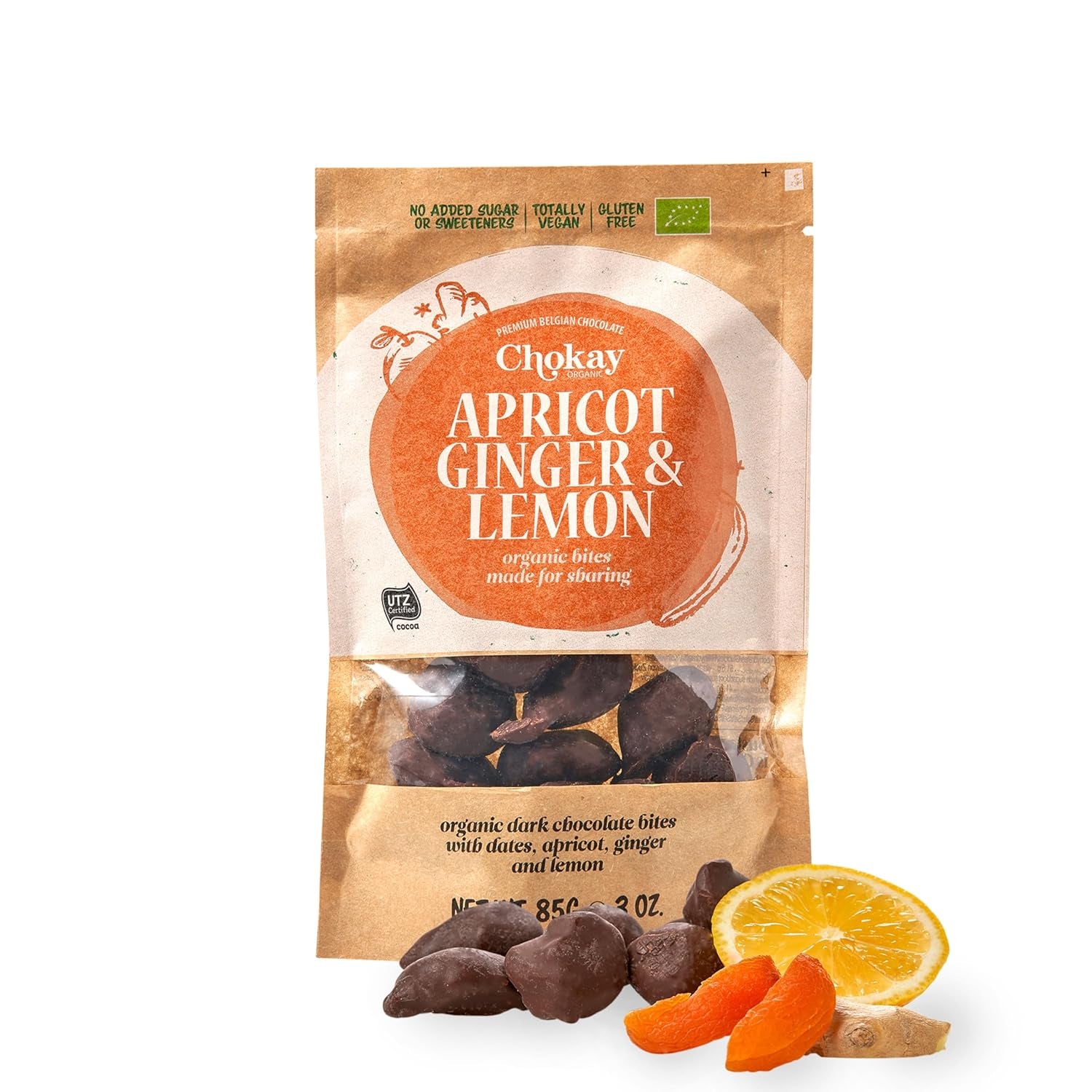 Bio falatok – fahéjas mandula és ét belga csokoládé mandula / Hozzáadott cukor, édesítőszerek nélkül / Vegán és Fair Trade / 1 x 85 g