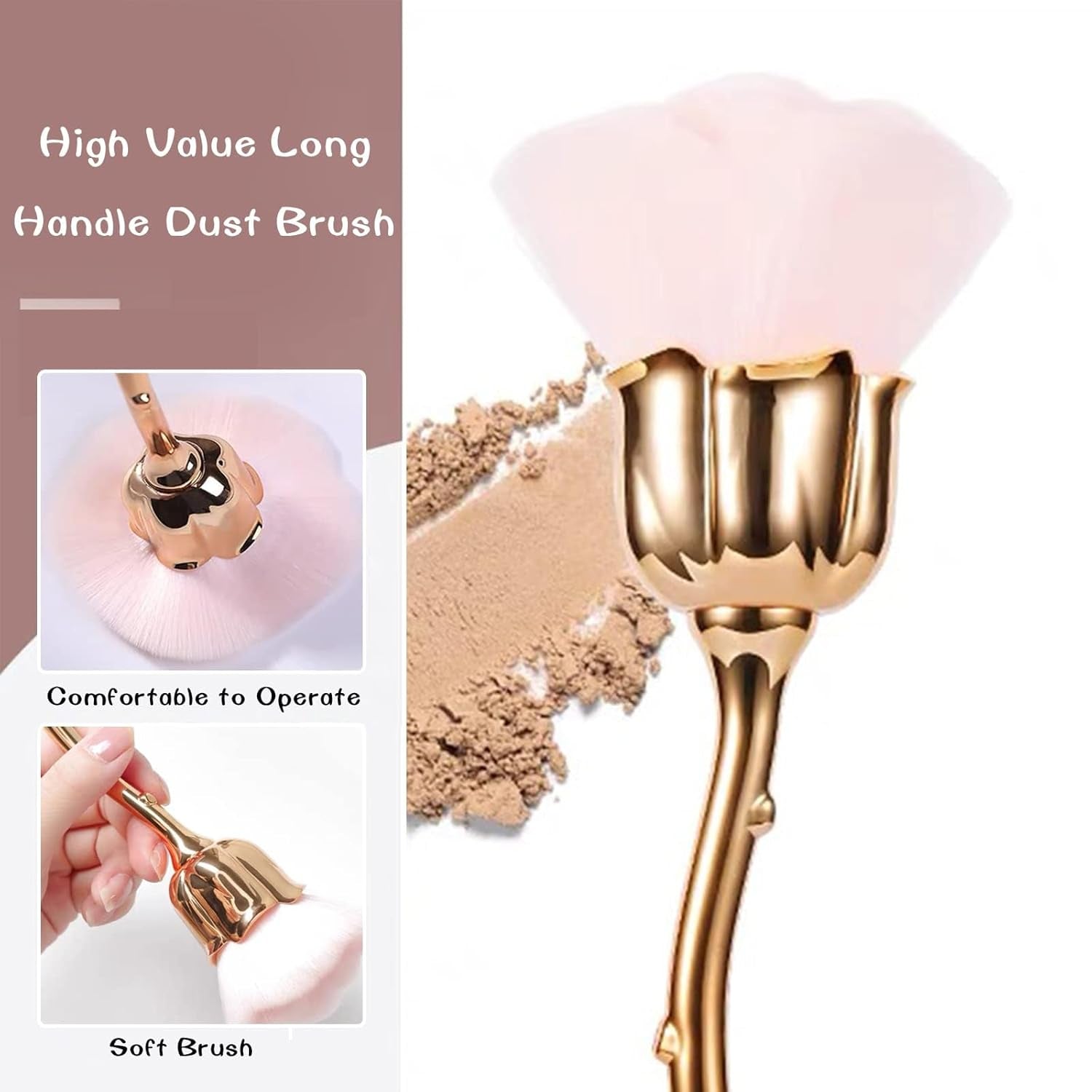 Nail Art Staubpinsel Für Maniküre Rose Kopfbürste,Nagel Kunst Staub Entferner Pinsel,Make-Up-Pinsel Weich,Zubehör Nagel Werkzeuge