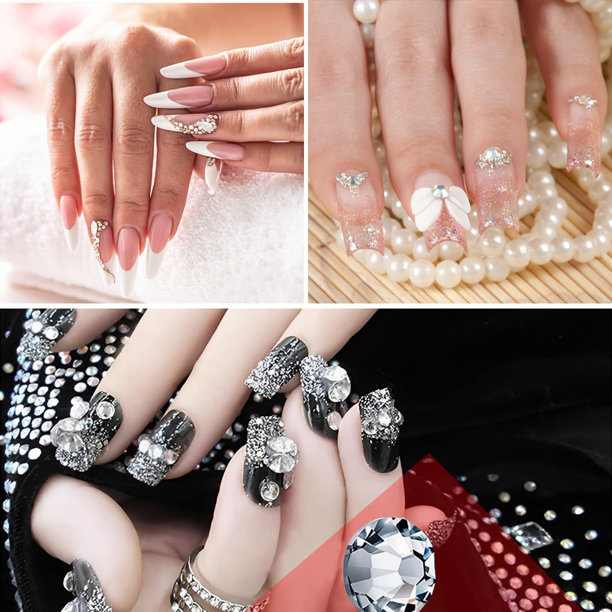 4600 Stück Strasssteine Für Nägel, Nagel Glitzersteine 3 Verschiedene Stil Flache Nail Gems Nägel Steine Klein Nagel Steinchen Mit Pinzette Und Strass Picker Dotting Pen Für Nägel/Kleidung/Handwerk
