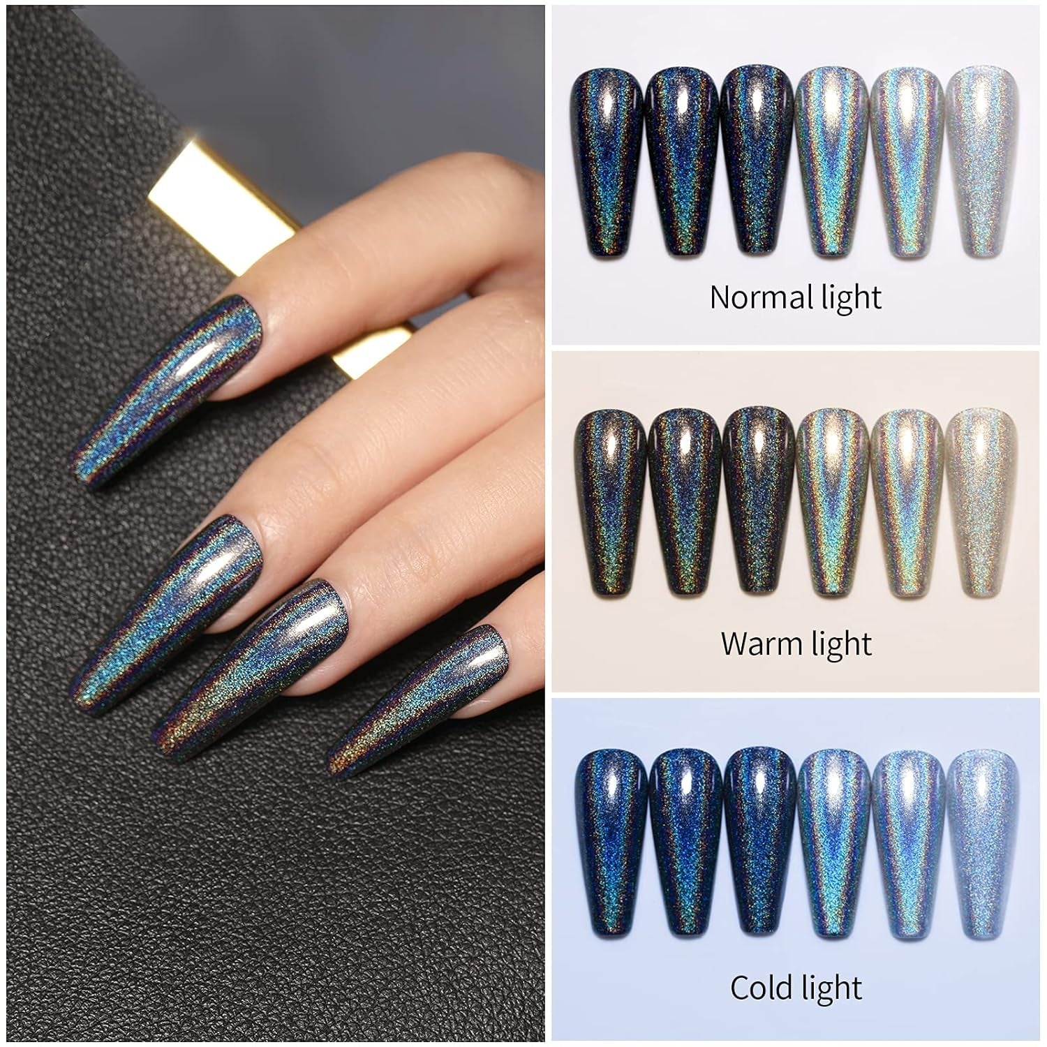 Born Pretty Oja cu Glitter, Rainbow Shining Glitter Super Shine Oja Nail Art Neagră