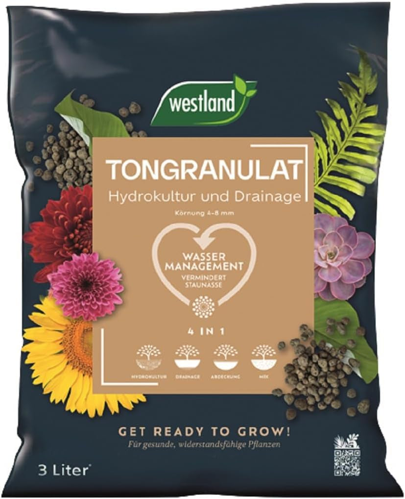 Westland Clay Granules, 5 L - Granulátum növények számára, ideális hidroponikához, vízelvezető szubsztrátumhoz vegyi adalékok nélkül, beltéri és kültéri használatra