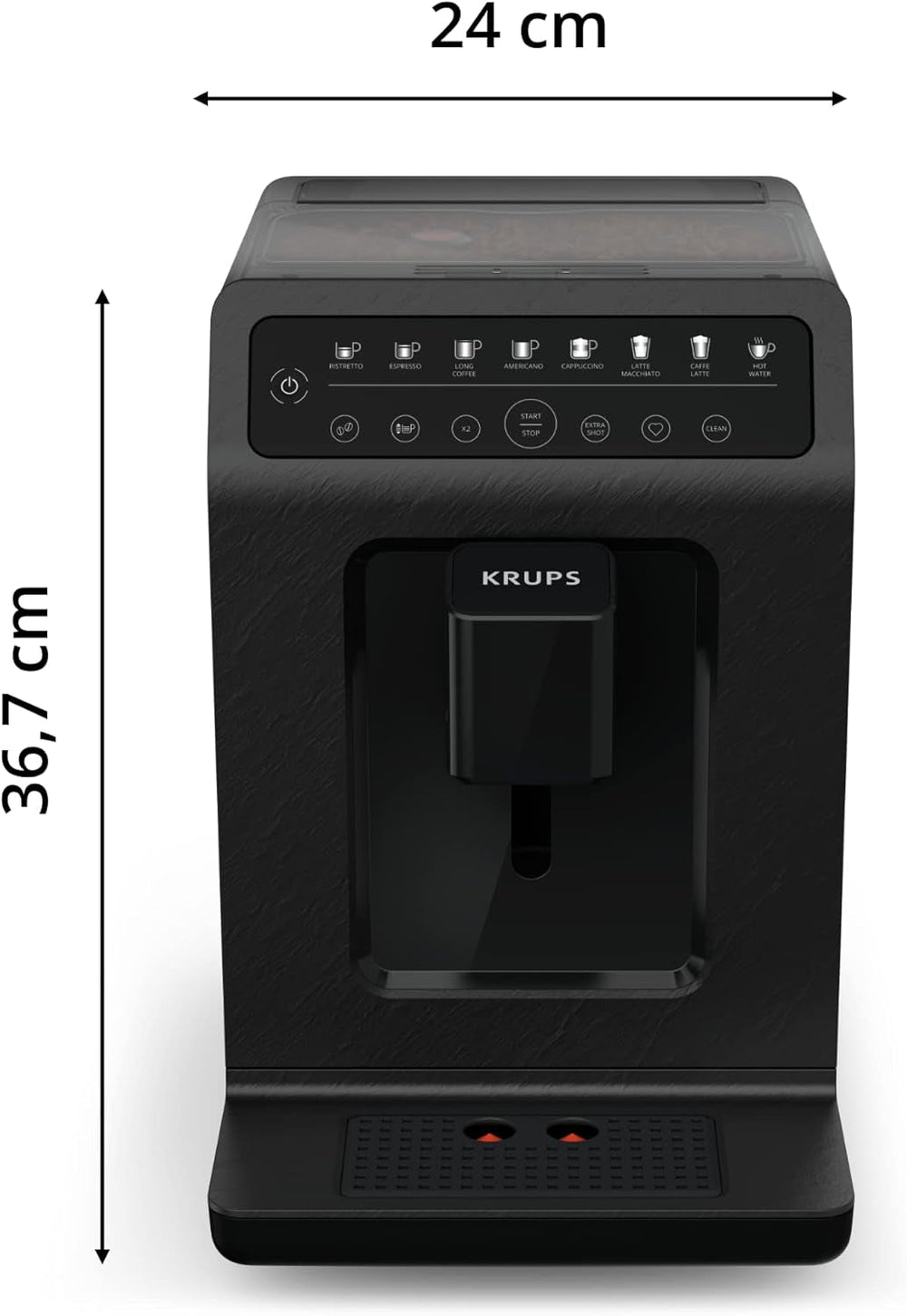 Espressor automat Krups EA897B Evidence ECOdesign, funcție automată espresso și cappuccino, tehnologie Quattro Force, cești cu lapte cu o singură atingere, 8 presetări, sistem lapte, 1450W