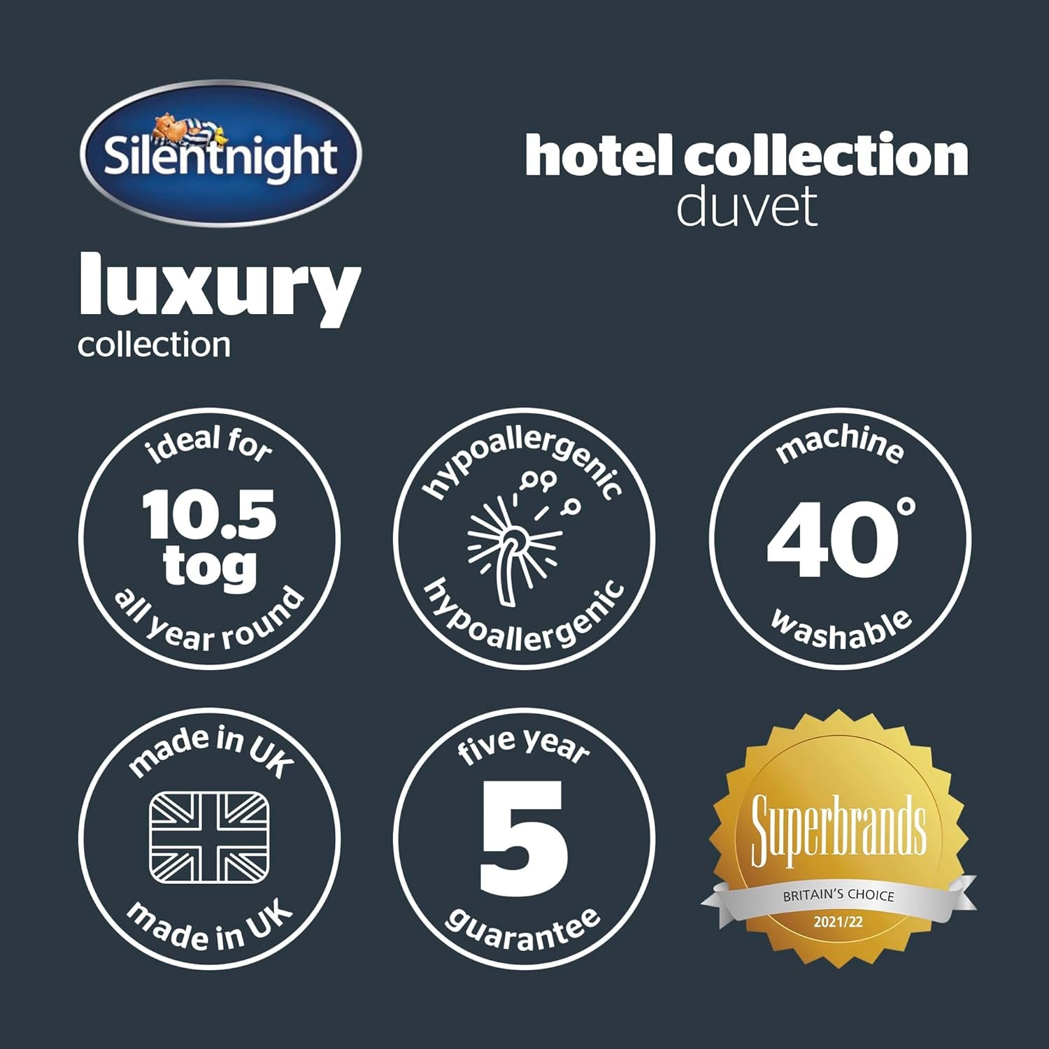 Paplan Silentnight Hotel Collection 10.5 Tog - franciaágy, poliészter, fehér Paplanok és paplanok Naty Shop