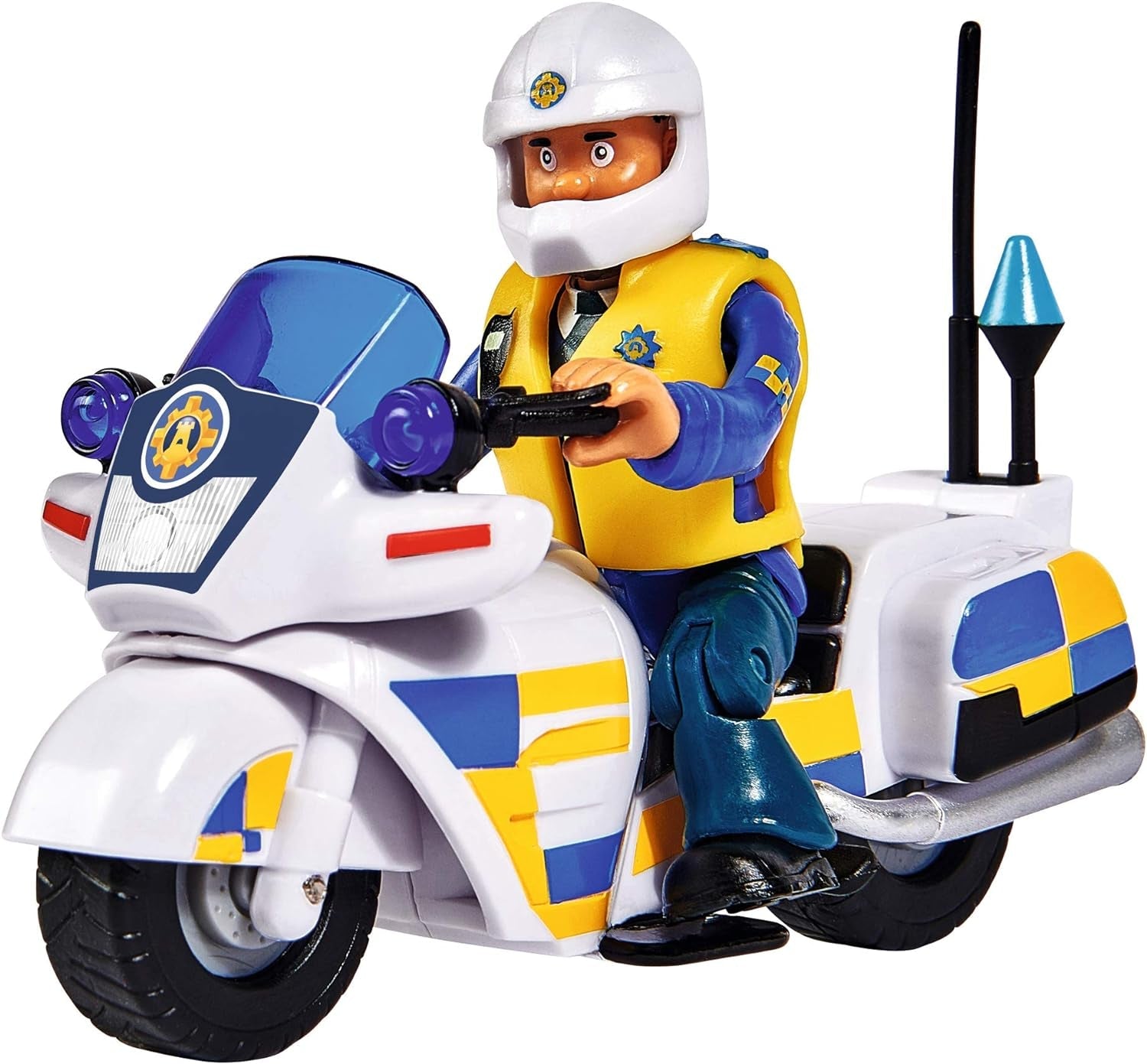 Simba 109251092 - Fireman Sam rendőrmotorkerékpár, Malcolm figurával, Kiegészítőkkel, 12. évad, 3 éves kortól Akciófigurák Naty Shop Single