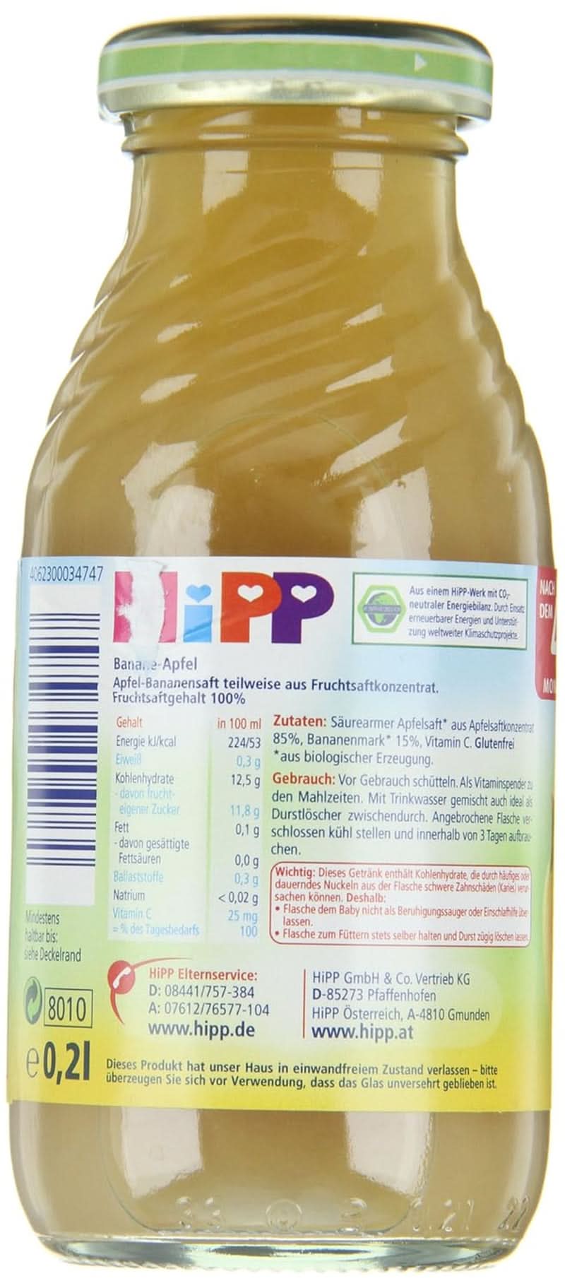 Hipp Banán-almás Bio, 6 db-os (6 x 200 ml) kiszerelésben Anya és Gyermek Naty Shop