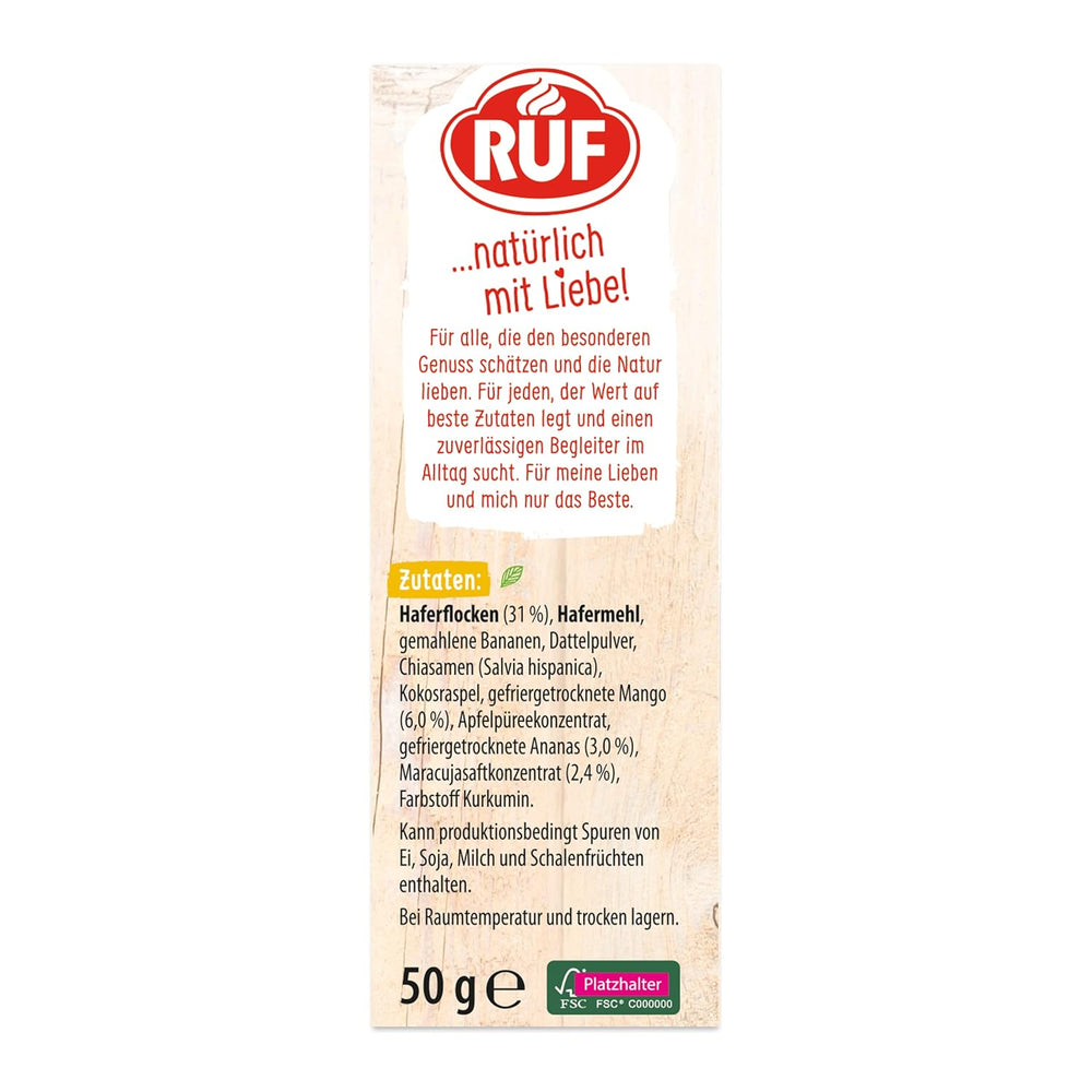 RUF Smoothie Bowl Tropilicious Mango Passion Fruit Zab reggeli Uzsonna Gyors és egyszerű vegán 1 tasak x 50g (3 db-os csomag)