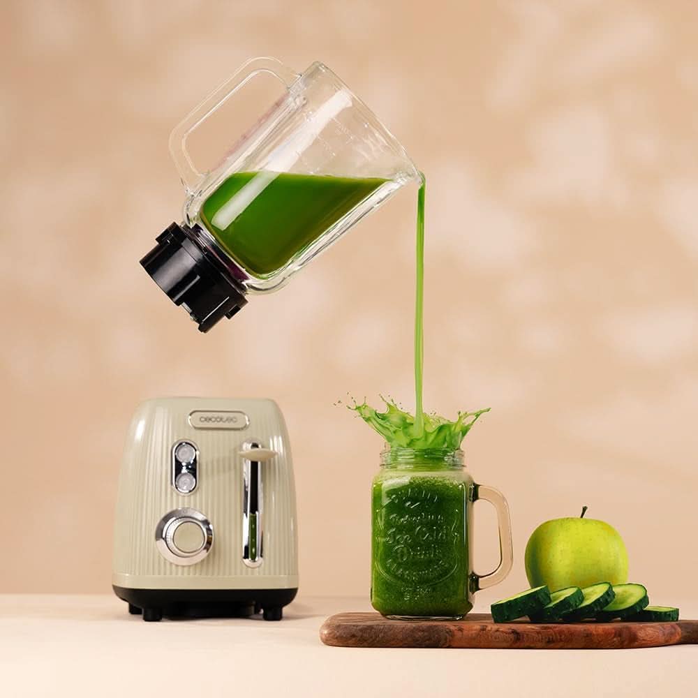 Cecotec Standmixer Retro Power Black Titanium Retrogreen. 1200W Maximale Leistung, 2 Geschwindigkeiten, 4-Klingen-Messer Mit Schwarzer Titanbeschichtung Und 1,5L Krug, Vintage-Design in Grün Kitchen Naty Shop