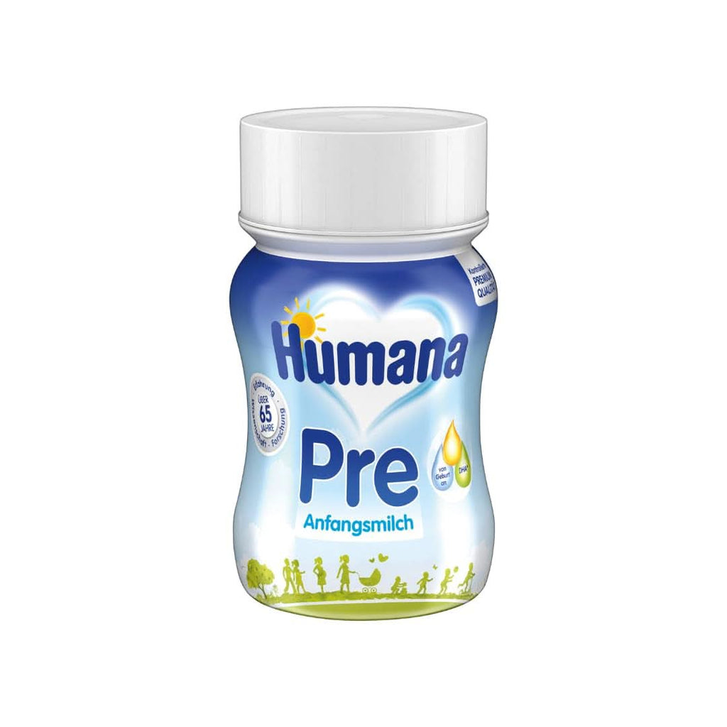 Humana Initial Milk Pregatit de băut, de la naștere, Lapte gata de băut pentru sugari, Pe lângă laptele matern sau ca unică pre-aliment, Hrană pentru copii cu DHA și numai lactoză, 24 x 90 ml Naty Shop Default Title