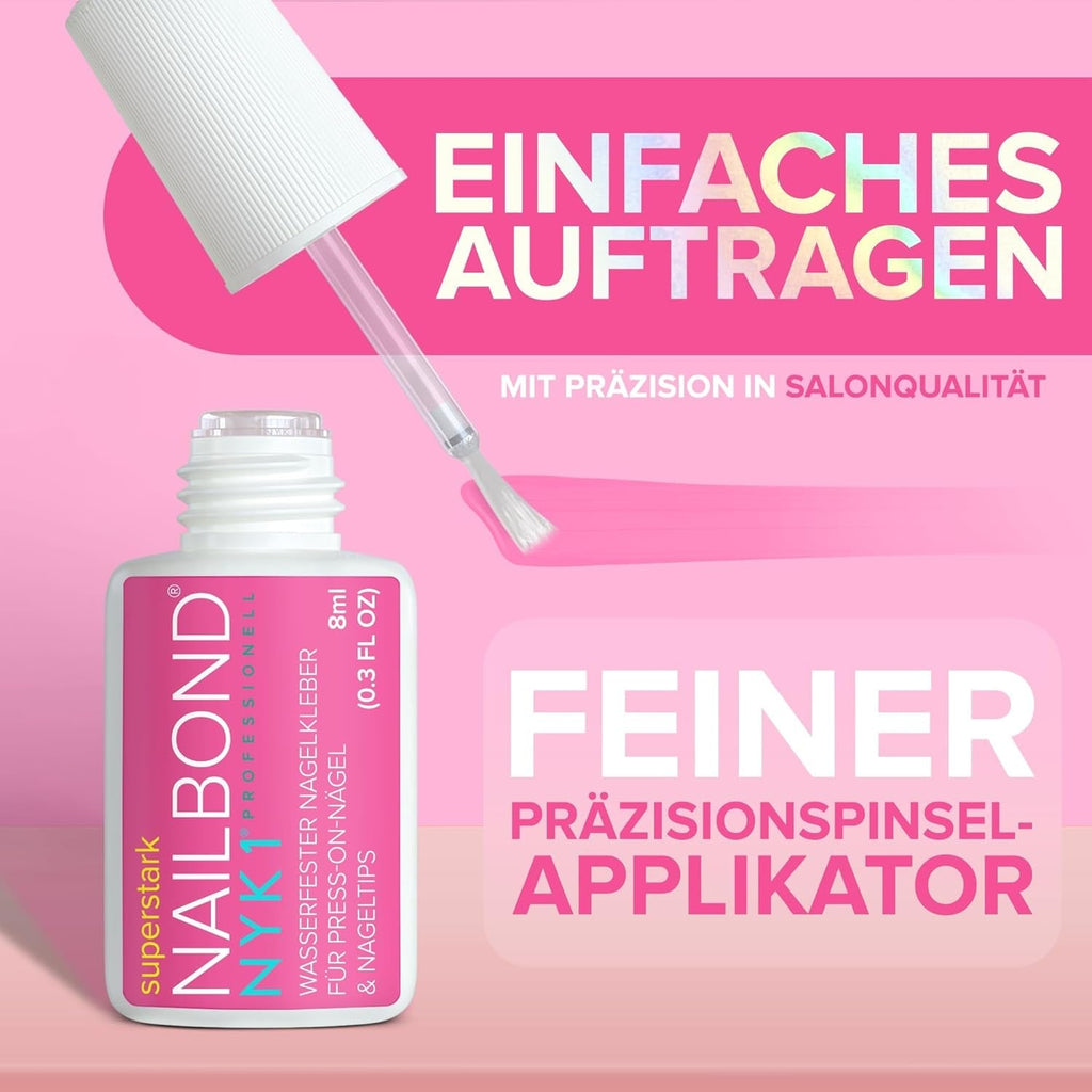 NYK1 Nailbond Lipici pentru unghii artificiale Extra puternic (8ml) Lipici pentru unghii cu pensulă pentru vârfuri, unghii prin presare și unghii acrilice Lipici pentru unghii - Lipici pentru unghii crăpate Lipici antifungic pentru unghii