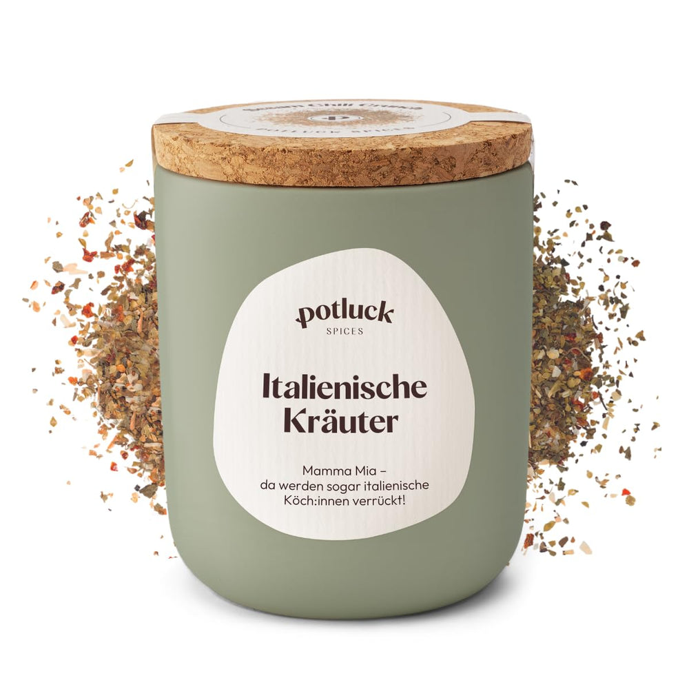 Potluck | Tészta és Pizza Kräuter | Gewürzzubereitung im Keramiktopf | 40g | Vegán, gluténmentes és természetes alapanyagokból