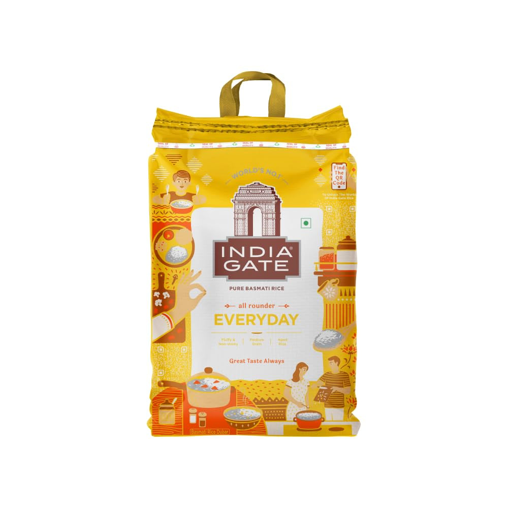 INDIA GATE Premium Basmati Rice – Hosszú szemű finom, aromás rizs Indiából, finom hosszú szemű (1 x 5 kg)