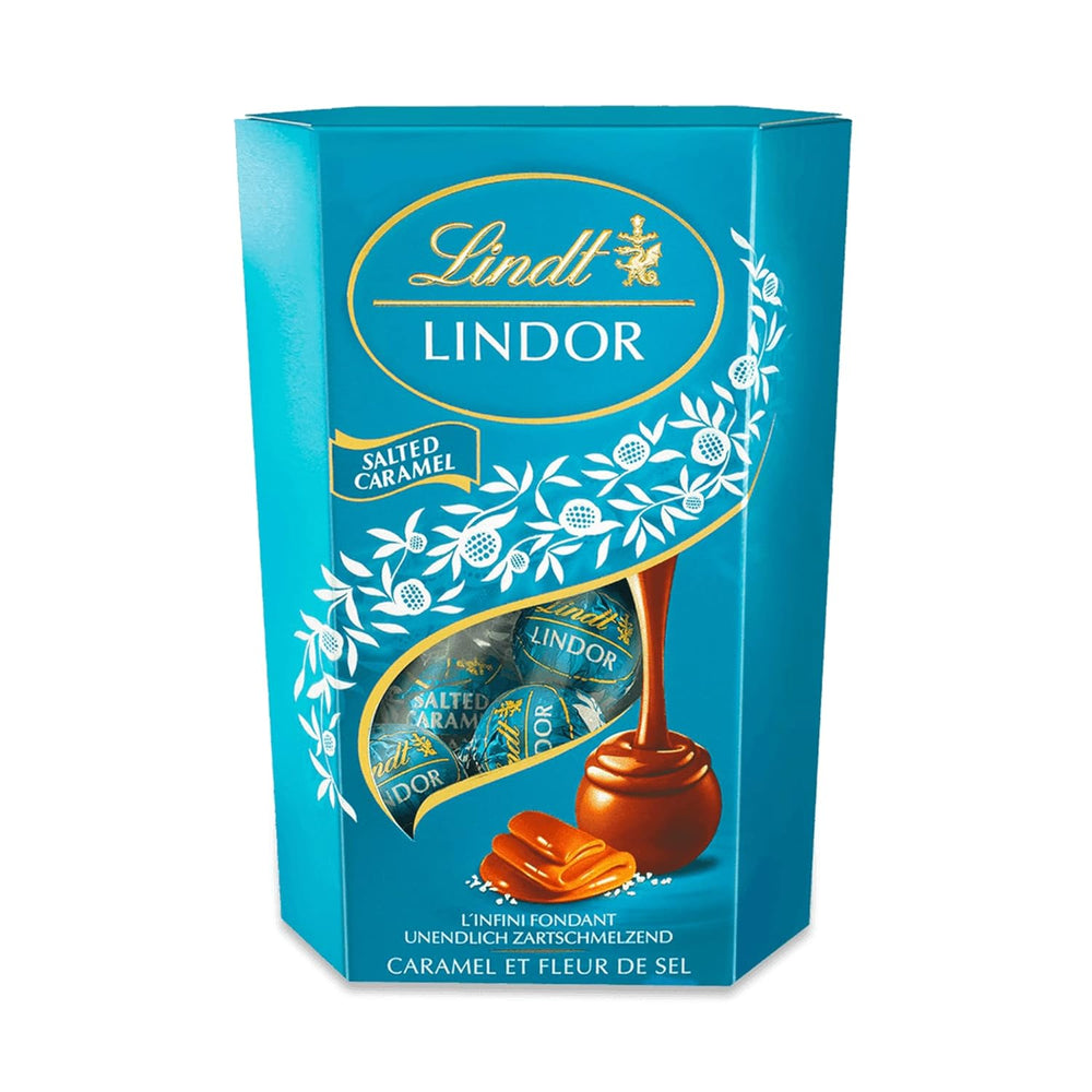 Lindt csokoládé | LINDOR Sós Karamell Cornet | 500g | 38 db tejcsokoládé golyó sózott karamell töltelékkel | Ajándék csokoládé