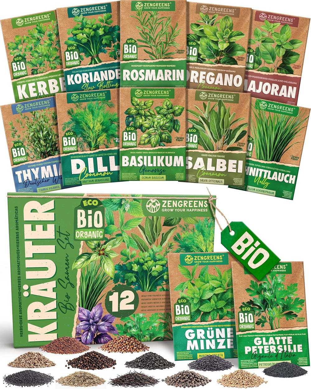 Bio bazsalikommagok 6-6 db-os készletben a könnyű termesztéshez kertben, erkélyen vagy emelt ágyásban - Vetőmagok - Palánták