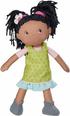 HABA 304576 - Puppe Cari, 30 cm, Weich- und Stoffpuppe für Kinder ab 18 Monaten, mit ausziehbarer Kleidung und Langen Haaren
