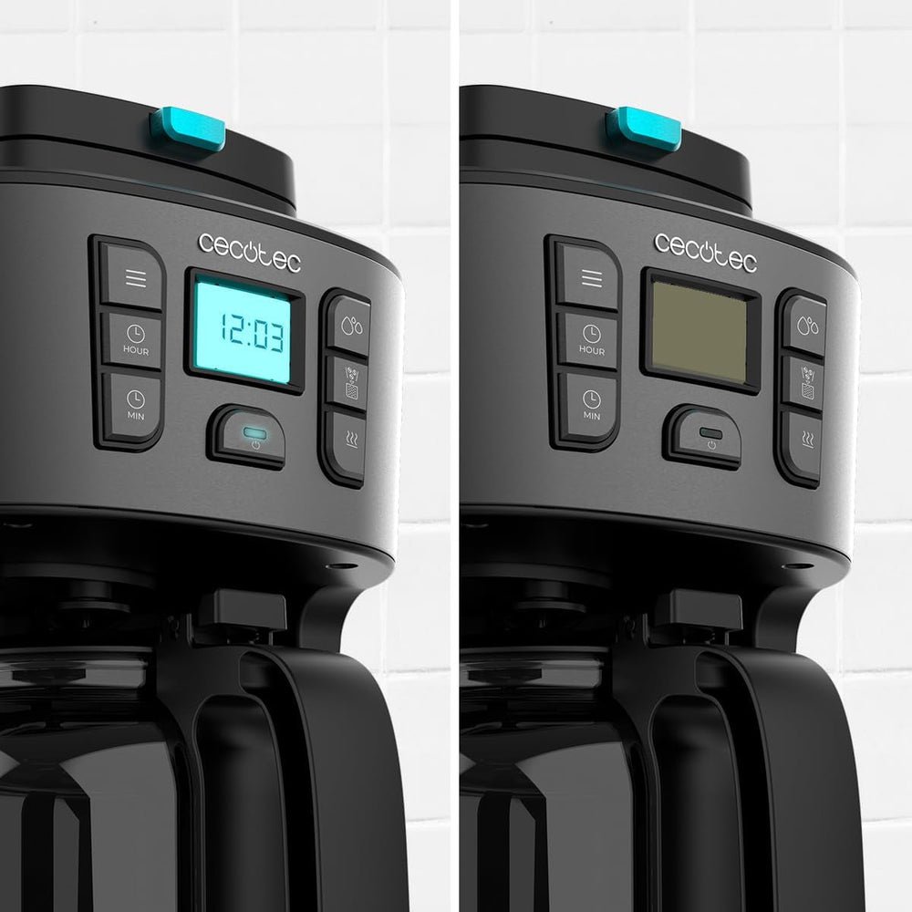 Cafetieră cu picurare Cecotec Coffee 66 Grind & Drop Essential. 1086 W, râșniță cu lame, până la 12 cești, tehnologie Extreme Aroma, digitală, oțel inoxidabil, cu oprire automată.