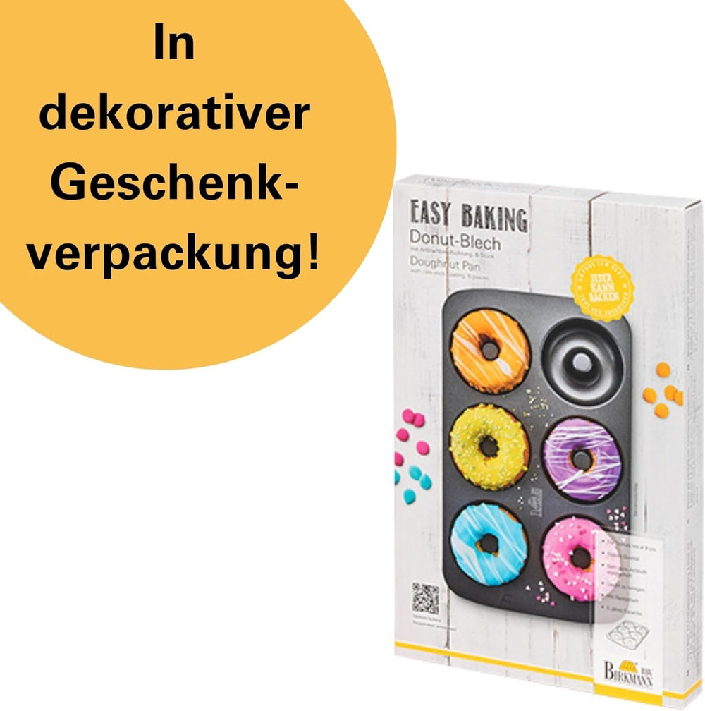 Birkmann, Easy Baking, Donutblech, Backform Für 6 Donuts, Mit Hochwertiger Antihaftbeschichtung, Ø 9 cm, Mit Rezept, 881631 Sütőformák és tálcák Naty Shop