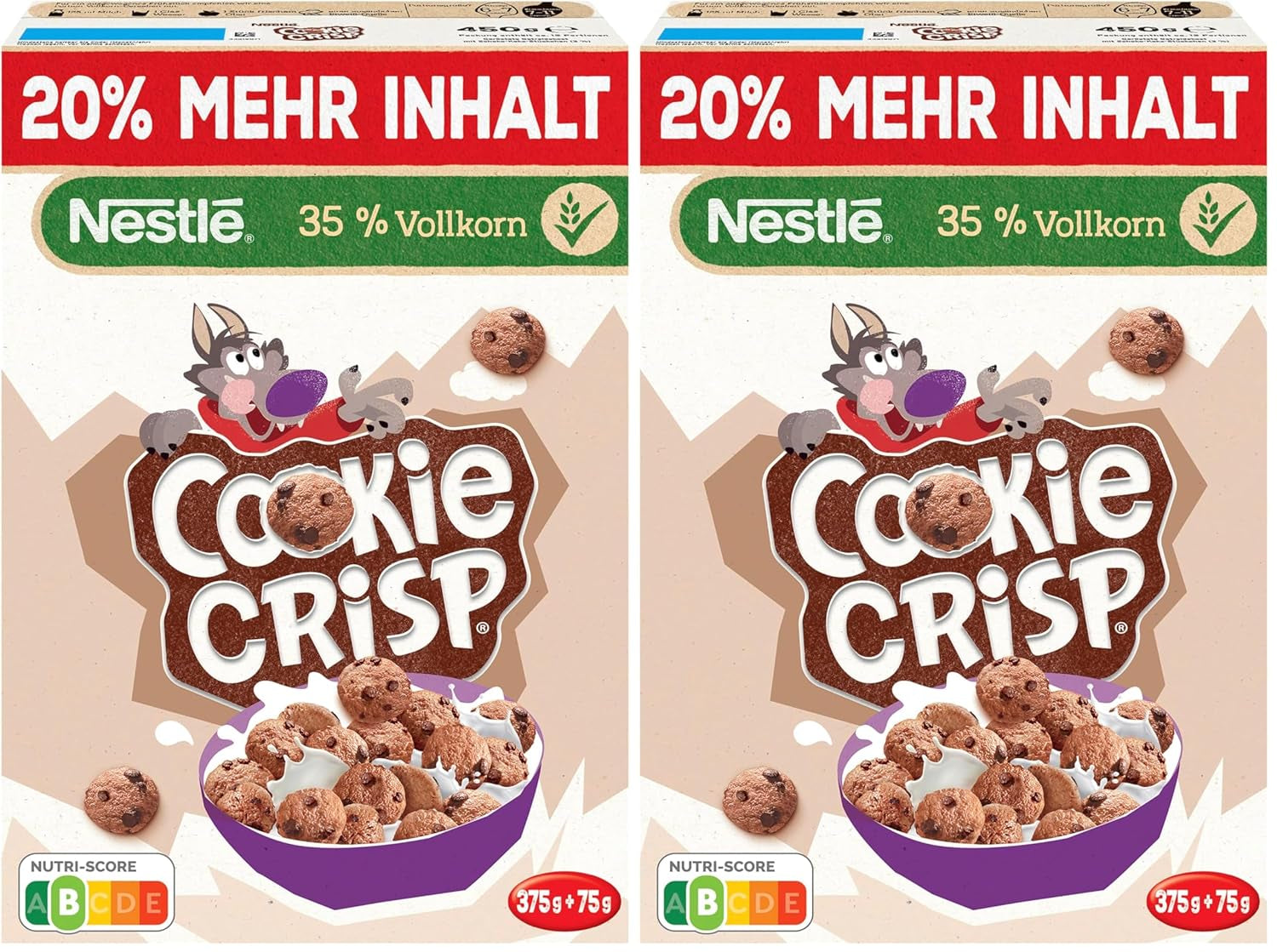 Nestlé Cookie Crisp (+20%), teljes kiőrlésű reggeli keksz gabonapehely gyerekeknek, 1 db (1x450g) csomag