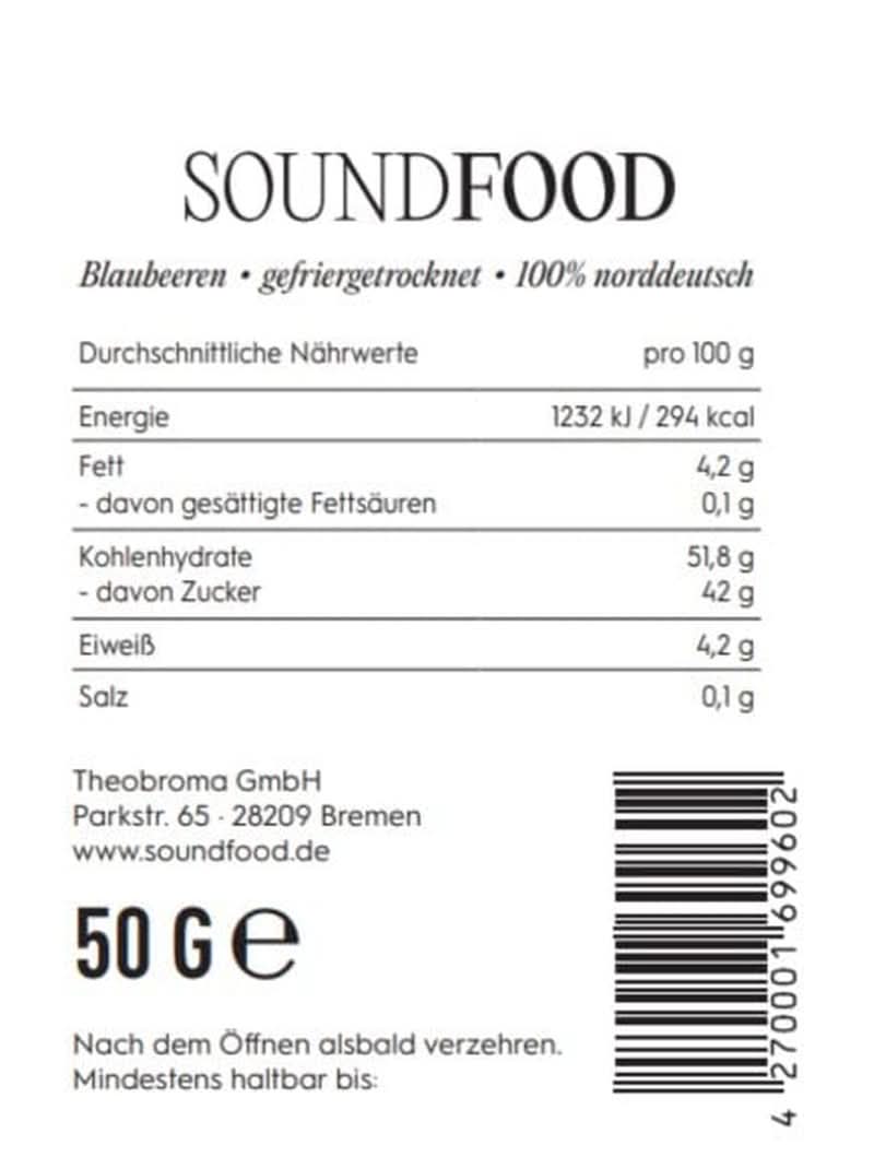 Fagyasztva szárított áfonya egészben Németországból Harvest 2023, 50 gramm Szárított termékek Naty Shop