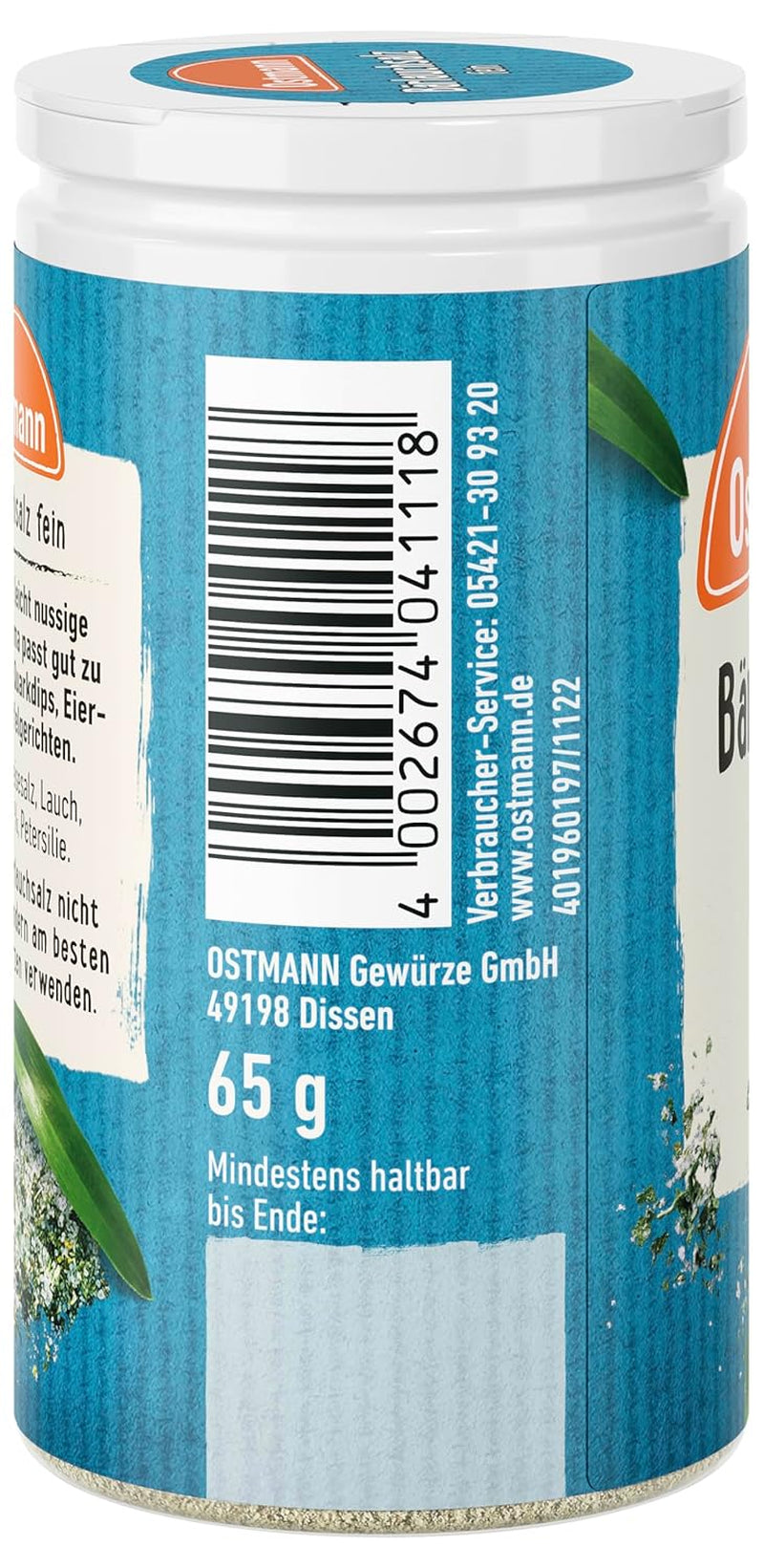 Ostmann Gewürze - Bärlauchsalz | Ideális Herzhaften Gemüse oder Fleischgerichten Recyclebare, nachfüllbare Streudose | 65 g Streuerben