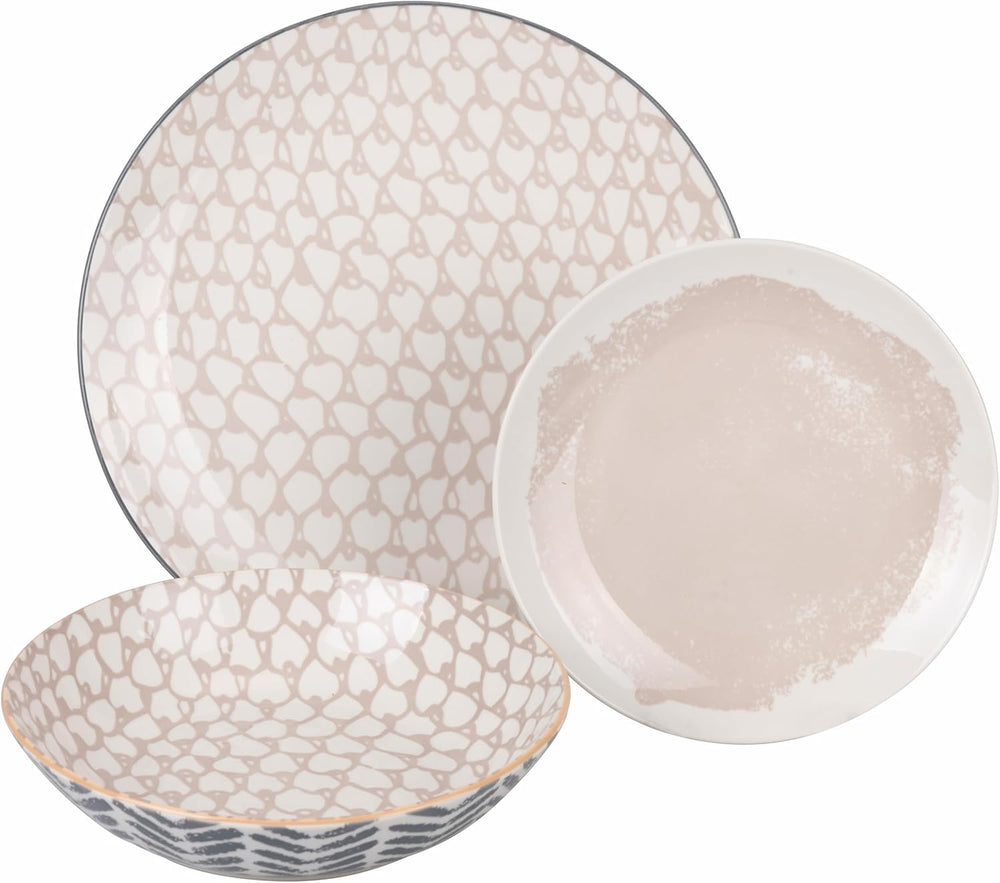 Soho 18-teiliges Geschirrset aus Porzellan, 6 verschiedene Sitzplätze