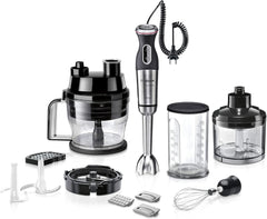 Bosch Stabmixer Ergomaster Serie 6 MSM6M810, Einhändig Bedienbar, 10 Jahre Motorgarantie, Edelstahl-Klingen, Verschleißfreie Keramik-Kupplung, Luftkühlung, Quattroblade, Mixbecher, 1200 W, Natura Edelstahl0, 1200 W, 1200 W, 1200-10-10-10