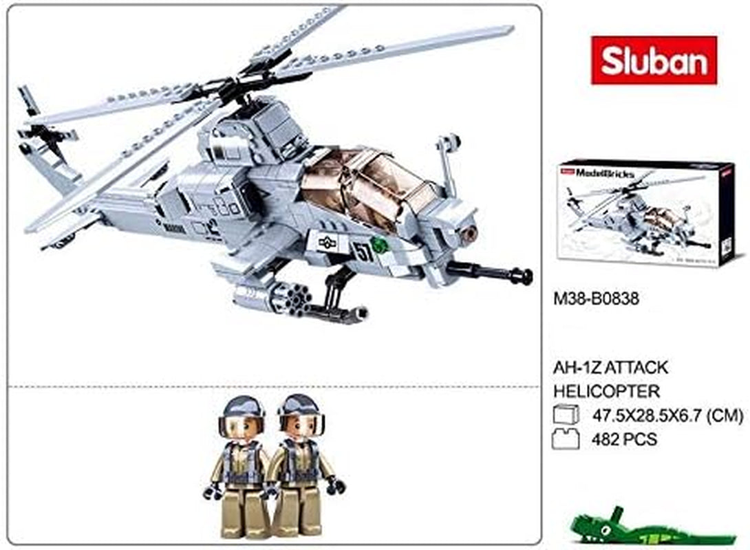 Kampfhelikopter IV (482 Teile) [M38-B0838], Spielset, Klemmbausteine, Soldaten, mit Spielfigur, Army, bunt, Sluban Klemmbausteine ​​​​SL95708