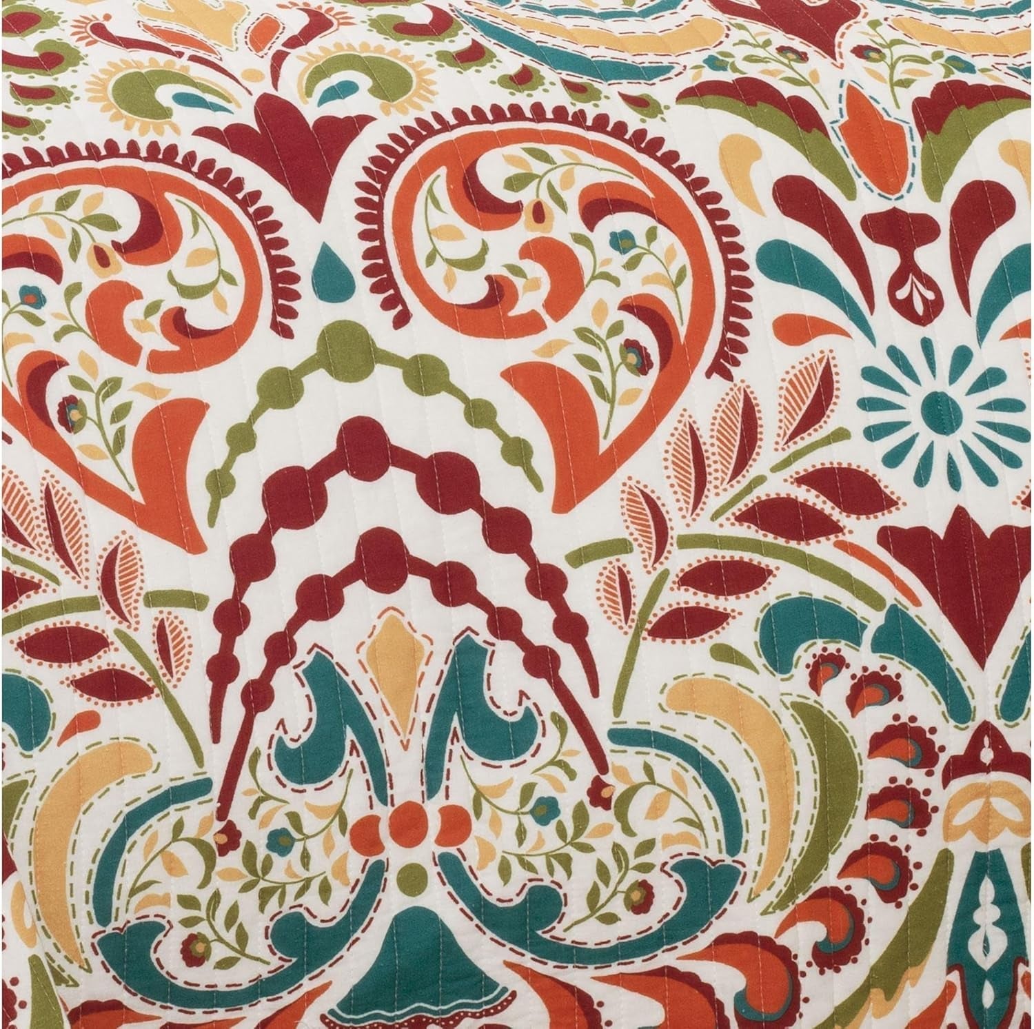 Lush Decor Clara paplan, pamut, türkiz és mandarin, Full/Queen paplanok és paplanok Naty Shop