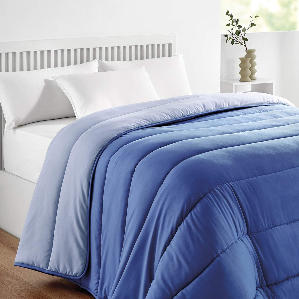 Pikolin Home - Plapumă reversibilă 300 G - Umplutură nordică bicoloră - Pentru pat 100/105 - Umplută cu pene, Caldă, Respirabilă, Gri deschis/gri natural, 180 X 220 Cm Plapumi si pilote Naty Shop