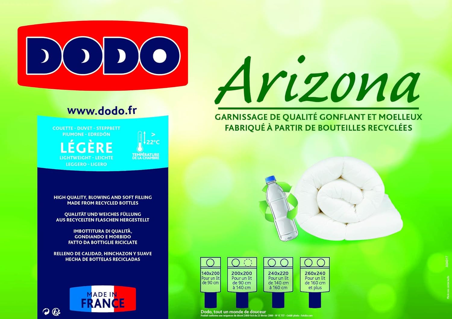 DODO Couette paplan Arizona, világos, poliészter, fehér, 140/200 Paplanok és paplanok Naty Shop