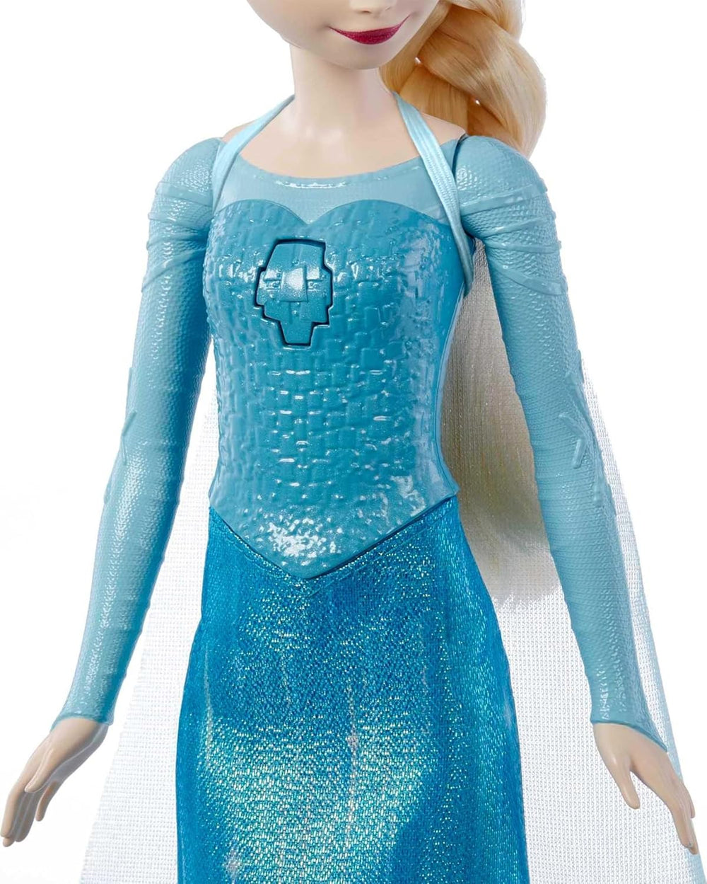 Jucăriile Mattel Disney Frozen, păpușa Elsa cântătoare în ținuta emblematică, cântă Let It Go din filmul Disney Frozen, pentru copii