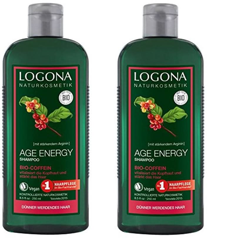 LOGONA Natural Cosmetics, sampon, bio koffein vegán formula, 250 ml Zuhany és fürdő Naty Shop 500 ml
