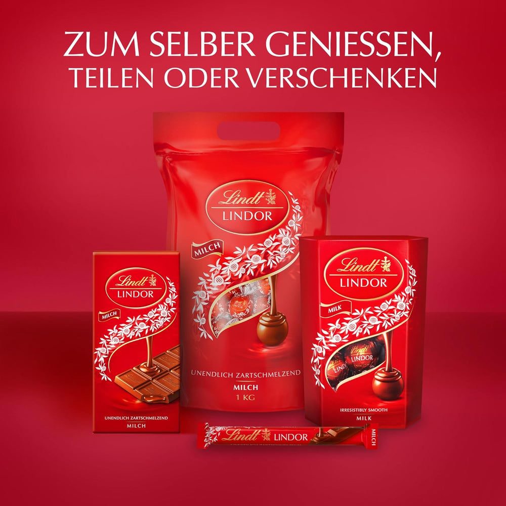 Lindt csokoládé | Tejcsokoládé kúp LINDOR | 500g | 38 tejcsokoládé golyó szájban olvadó töltelékkel | Csokoládé ajándék