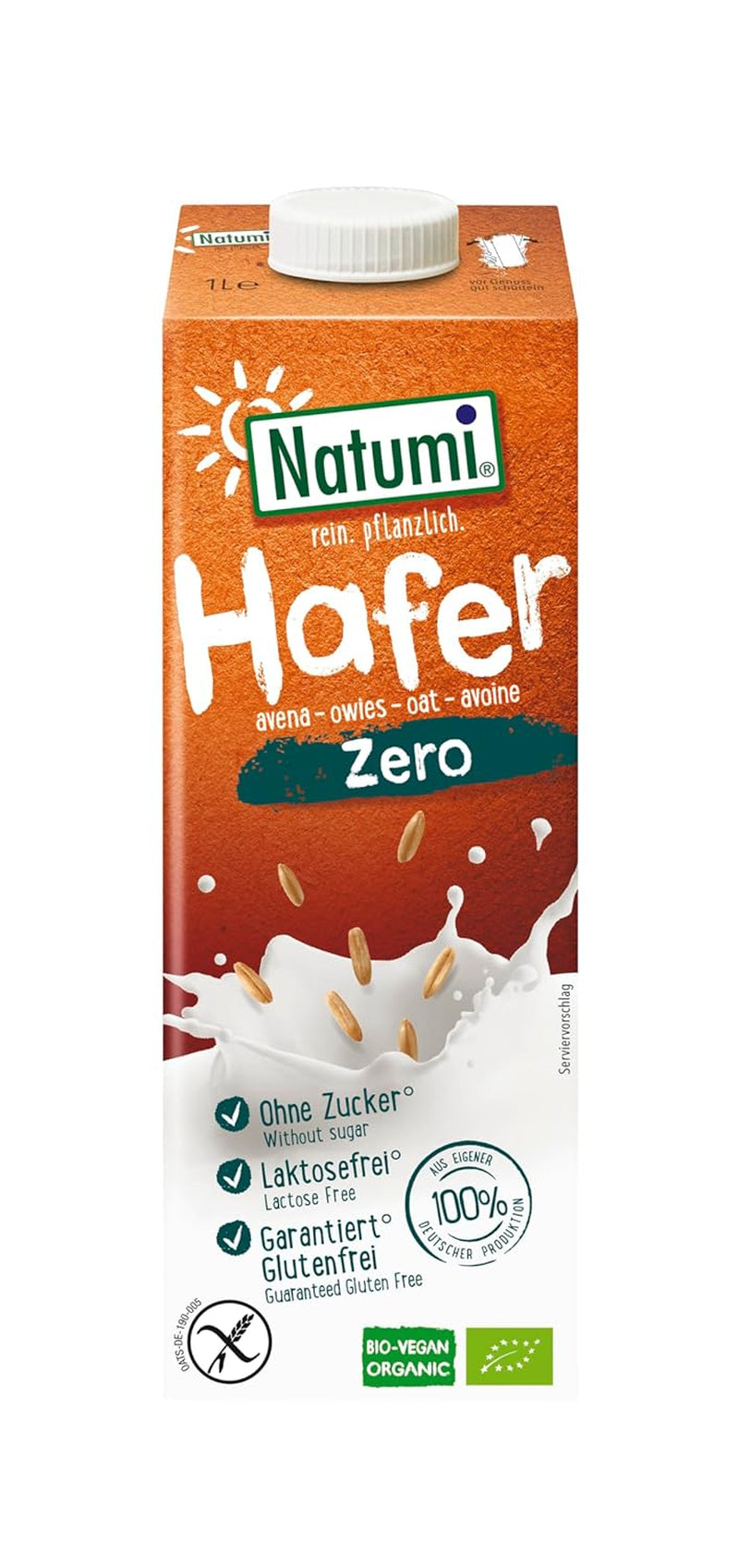 Natumi Bio Hafer Barista, 8 x 1L - Laktózmentes, Aufschäumbar, Barista-Style, Bio, Hergestellt mit deutschem Hafer, Vegán, Milchfreie milchfreie Alternative