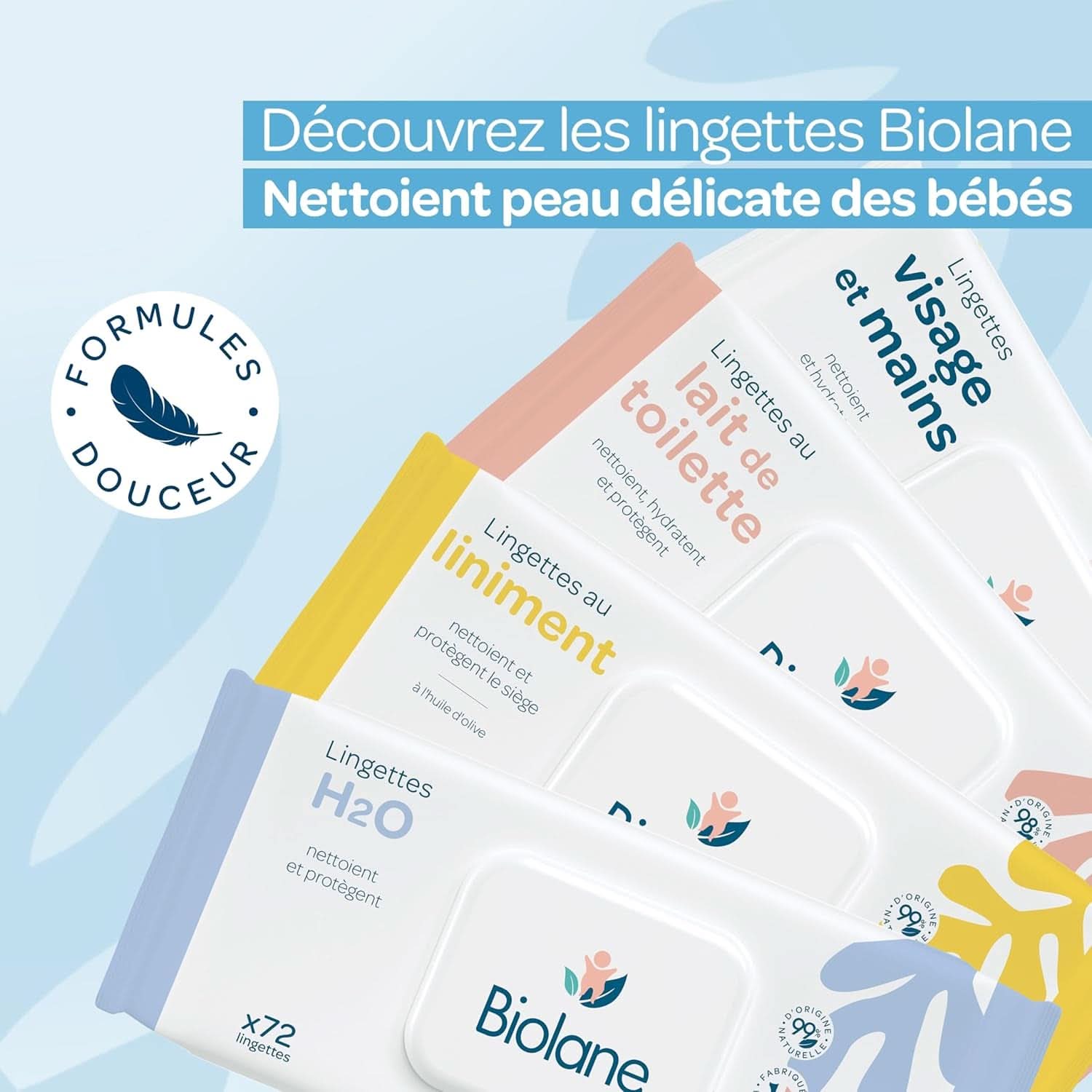 BIOLANE - Baba törlőkendők arcra és kézre - Hipoallergén - Érzékeny bőrre Baby Wet Wipes Naty Shop