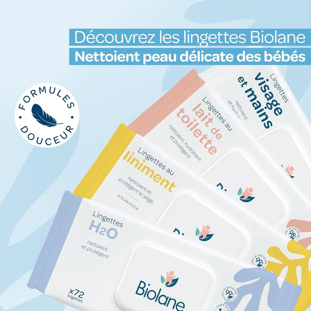 BIOLANE - Baba törlőkendők arcra és kézre - Hipoallergén - Érzékeny bőrre Baby Wet Wipes Naty Shop