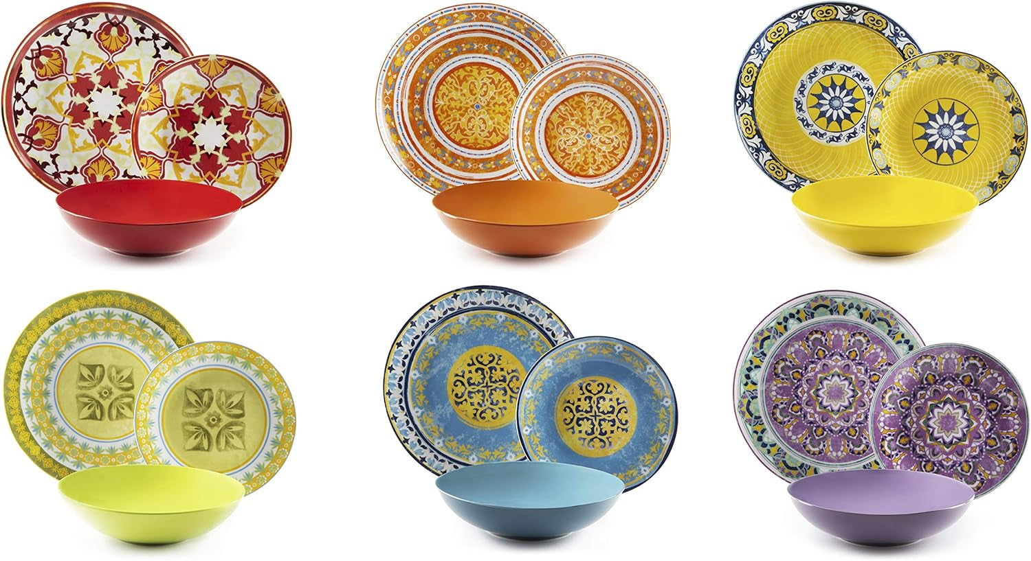 Set de veselă Excelsa ETNO Chic, porțelan, multicolor, 21 piese