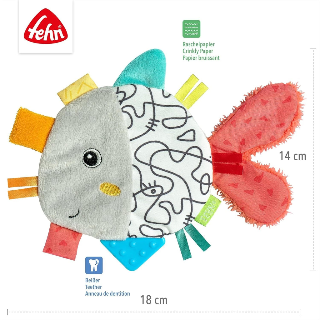 Fehn Crackling Fish - Jucărie pentru bebeluși de prins și cu care se poate juca - Jucărie pentru bebeluși cu animale de prins - Jucărie pentru activități motorii și jucărie cu crepitații pentru bebeluși și copii mici de la 0+ luni Jucarii Bebe Naty Shop