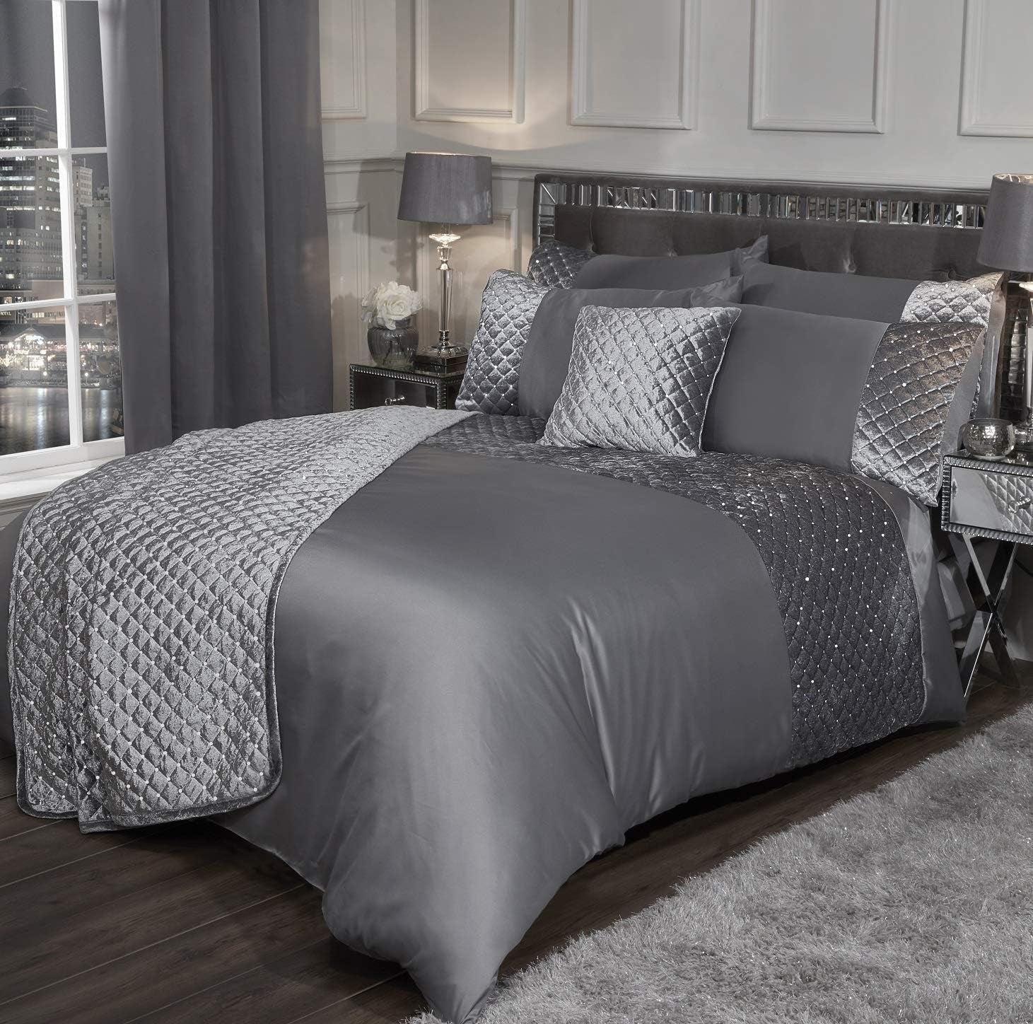 Emma Barclay Glamour ágyneműgarnitúra franciaágyhoz, nyérc, poliészter, krém Ágyak és paplanok Emma Barclay szürke franciaágy