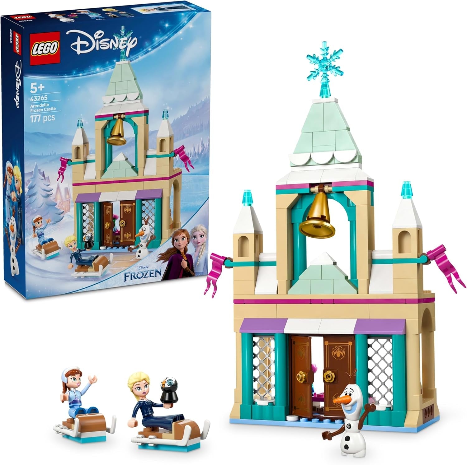 LEGO Ç€ Disney Frozen Arendelle kastély, Princess játék ELSA-val, Anna és Olaf mini babák és egy pingvin figura, fantázia játékkészlet, ajándék 5 éves lányoknak 43265 építőkészlet Besuche den LEGO-Store alapértelmezett cím
