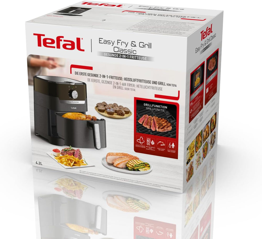 Tefal EY5018 Easy Fry & Grill Classic Air Fryer, 2 az 1-ben technológia (Air Fryer and Grill), XL, 4,2 liter 6 adaghoz, 1550 Watt Háztartási gépek Naty Shop