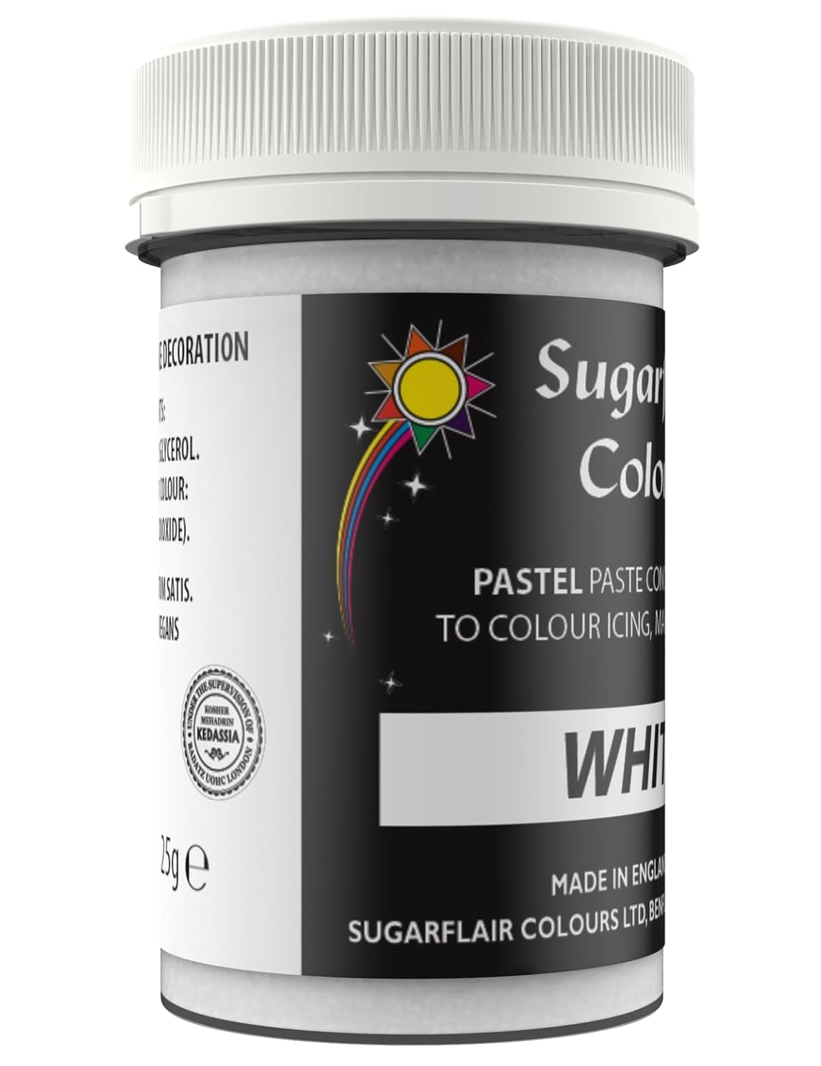 Colorant alimentar alb pentru paste Sugarflair, colorant alimentar pentru paste, fondant și marțipan, coloranți pastă - 25g