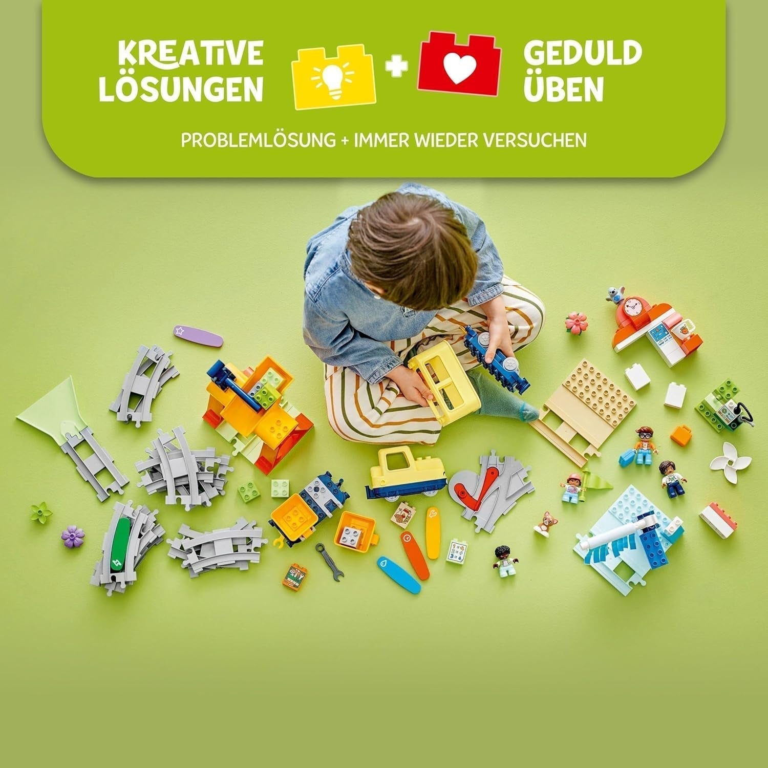 LEGO DUPLO Town nagy, interaktív vasút, építőjáték 3 éves gyerekeknek, Push & Go mozdony fényekkel és hangokkal, pályaalkatrészek, oktatójáték óvodásoknak 10428 építőkészlet Beuche den LEGO-Store