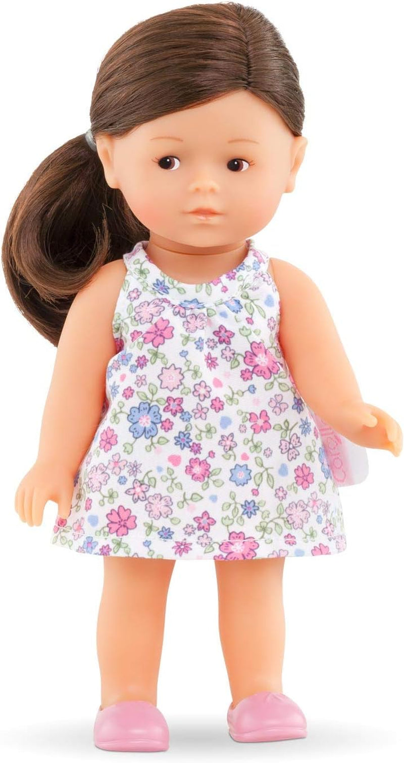 Corolle 9000240020 - Romy brunett Les Trends Mini Corolline 20 cm, francia baba bájjal és vanília illattal, 20 cm